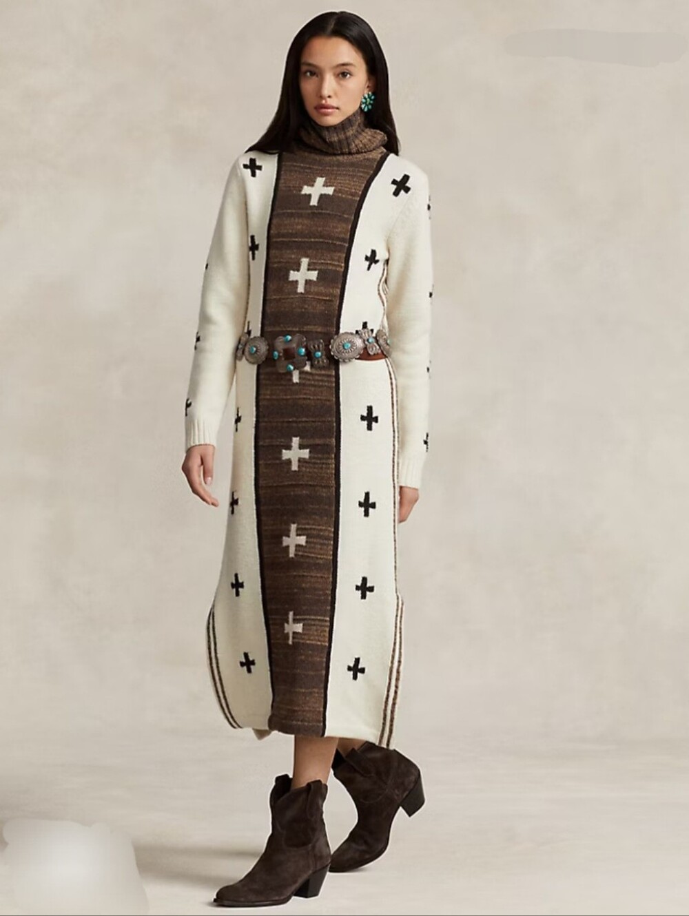 Polo Ralph Lauren X Naomi Glasses Wool-Blend Dress XL Southwestern Native Navajo - Picture 3 of 16